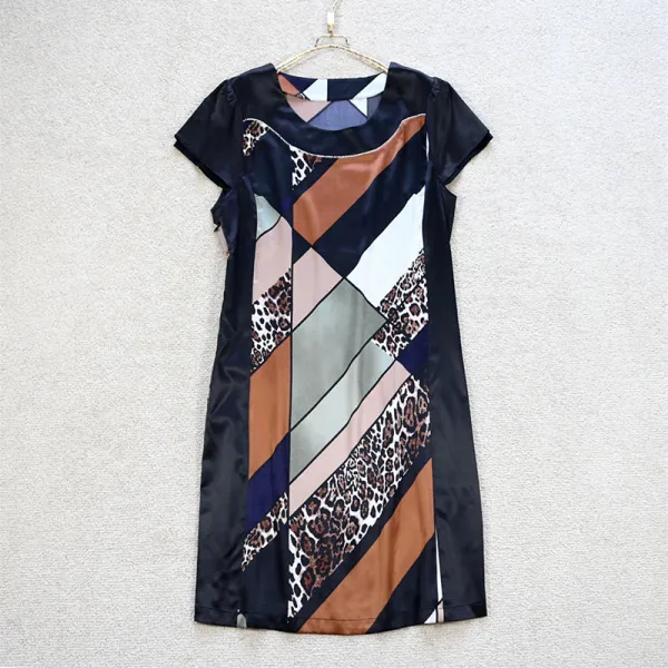 새틴 실크 원피스 여름 여성의 반팔 실크 새틴 드레스 뽕나무 실