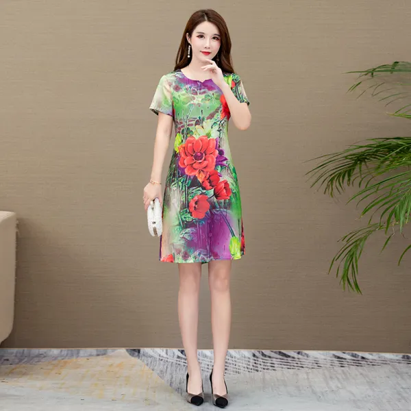 새틴 실크 원피스 2019 어머니의 날 새로운 중년 드레스 새틴