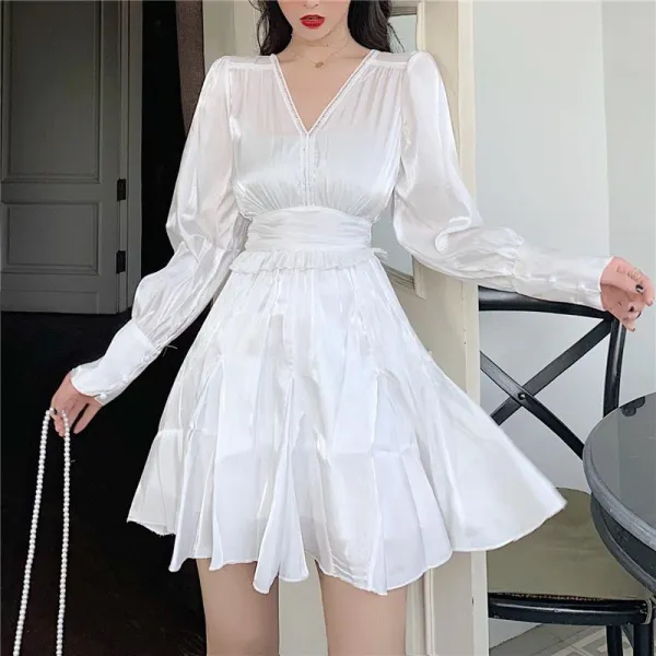 새틴 실크 원피스 디 디 Xiaozhong Yangqi 에이징