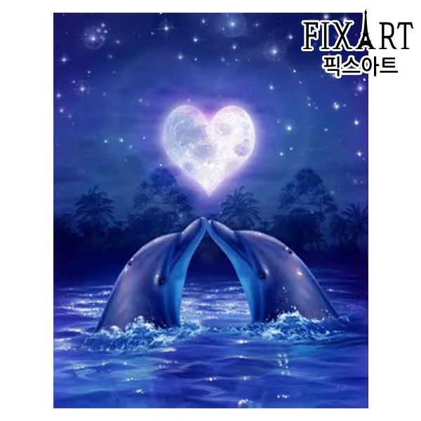 픽스아트 보석십자수 1세트 사랑의돌고래 40x50cm _원형비즈