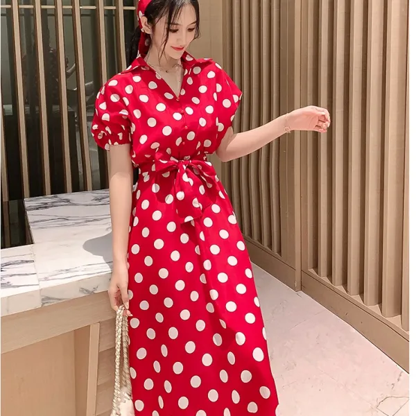 로즈드림 핏최고쉬폰도트무늬웨이브원피스 2color Kk0768