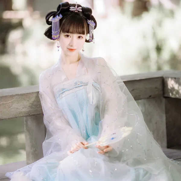 중국전통 사극 의상 잔치 청나라 전통 Hanfu 여섯 미터 물