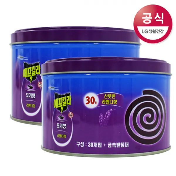 에프킬라 모기향 살충제 캔 라벤다 30개입x2개, 2개