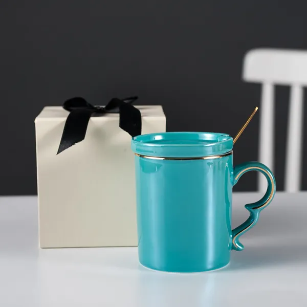 북유럽 머그컵 낯짝 바람 벨트 커버 숟가락 선물 상자 오피스 크, 타입8 녹색 커버 선물 상자 (컬렉션 플러스 구매 숟가락)