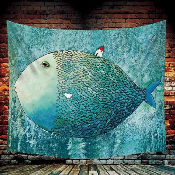 가리개 천 패브릭 포스터 창 고치다 벽 복장 벽 천장 벽 장식, 타입3 200cm * 148cm, 큰 물고기 집