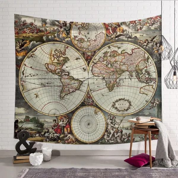 가리개 천 패브릭 포스터 창 고치다 벽 복장 벽 천장 벽 장식, 타입2 200cm * 148cm, 반구지도