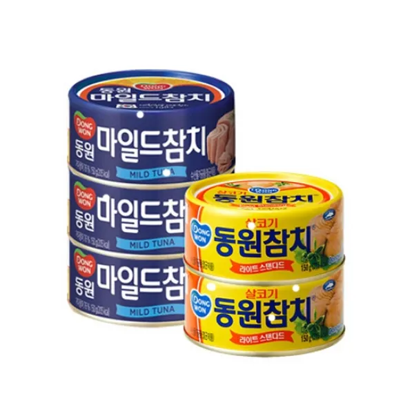 동원참치150g 살코기참치x3개+마일드참치x2개, 1세트