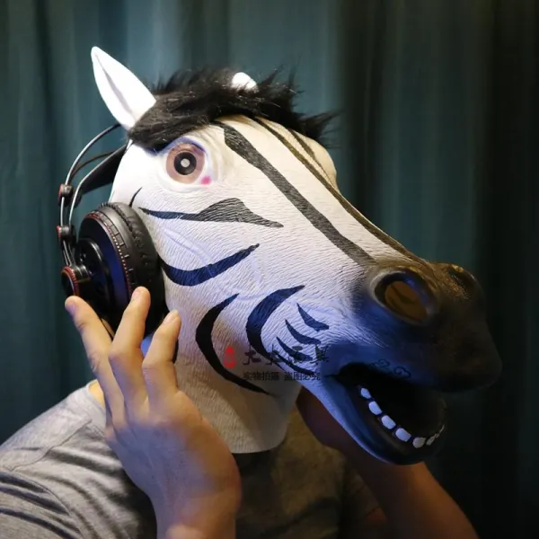 할로윈 파티 동물 가면 말 머리 가면 할로윈 어릿 광대 성인 쇼, 타입8 얼룩말