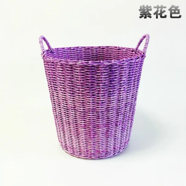 빨래 세탁 바구니 욕실 비축 된 옷 플라스틱 저장 바구니 세탁, 타입1 XL 초대형 보라색 컬러 드럼을 내보내기