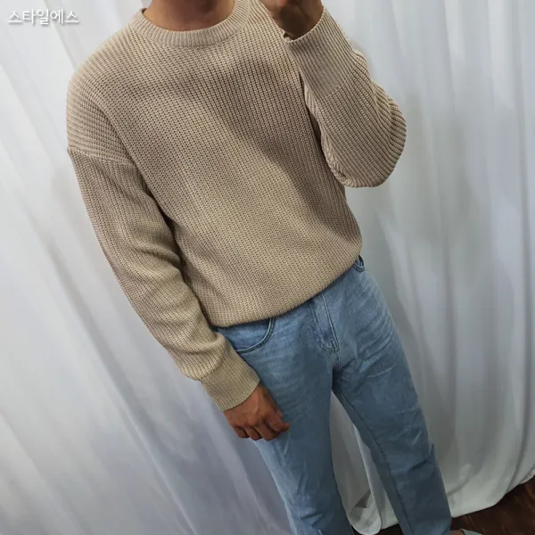 스타일에스 빅사이즈 Md 하찌 라운드 오버핏 남자 니트