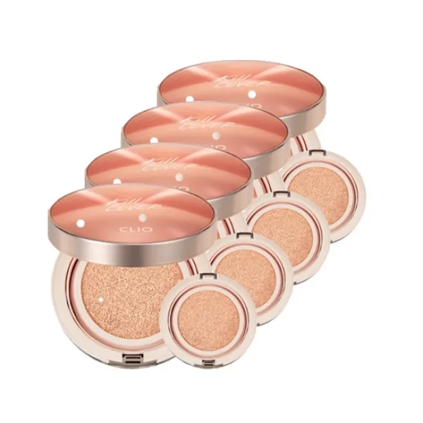 클리오 킬커버 광채 쿠션 파운데이션 15g + 리필 15g 4세트 02란제리