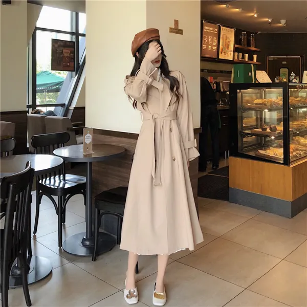 쥬베스 여성 루즈핏 데일리 롱 트렌치코트