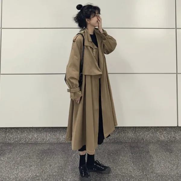 쥬베스 여성 긴소매 롱 트렌치코트