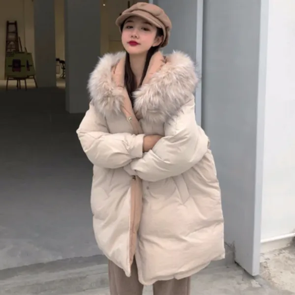 쥬베스 여성 털칼라 학생 패딩 면 코트