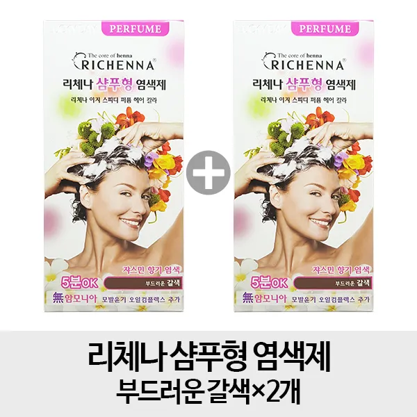  갈색2개 리체나 샴푸형 염색제 부드러운갈색 2개 1개