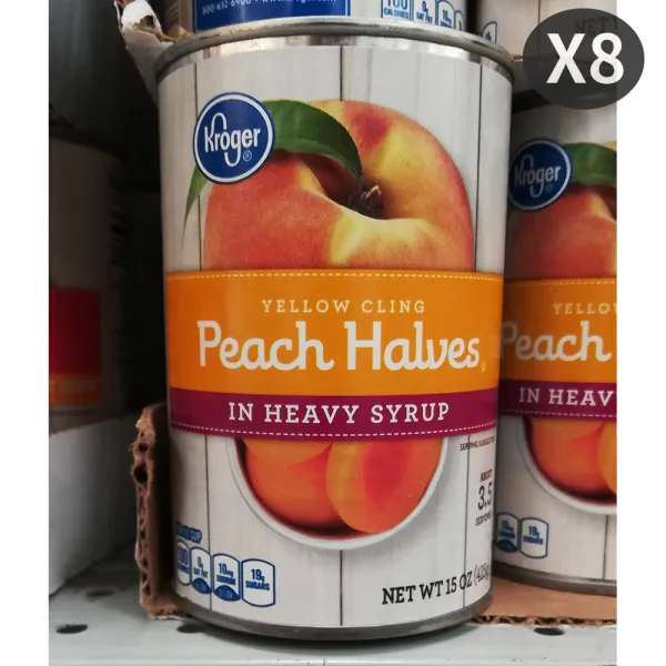 Kroger 복숭아 반쪽 in Heavy Syrup 통조림 425g 8개