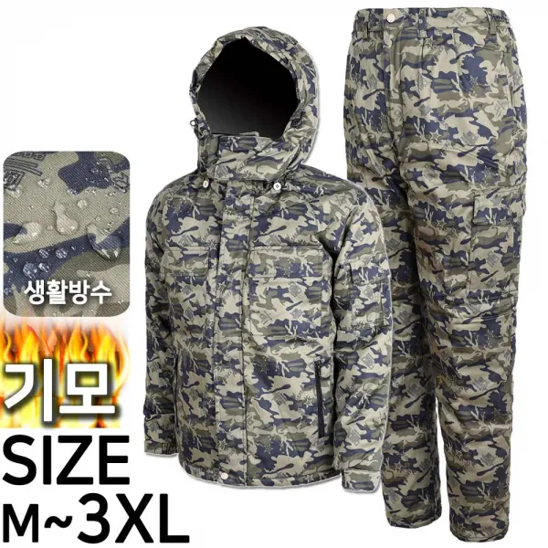 노블진 남성 겨울 A 카모얼룩기모세트 세트기획 작업복세트 작업복 등산복 기모세트 방한복 우주복